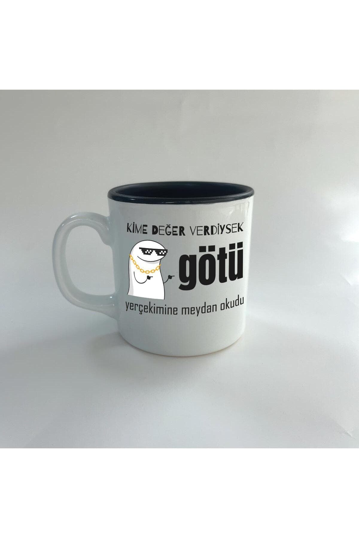 Kime Değer Verdiysek G*tü Yerçekimine Meydan Baskılı Siyah İçi Renkli Multi Kupa - Komik Hediye