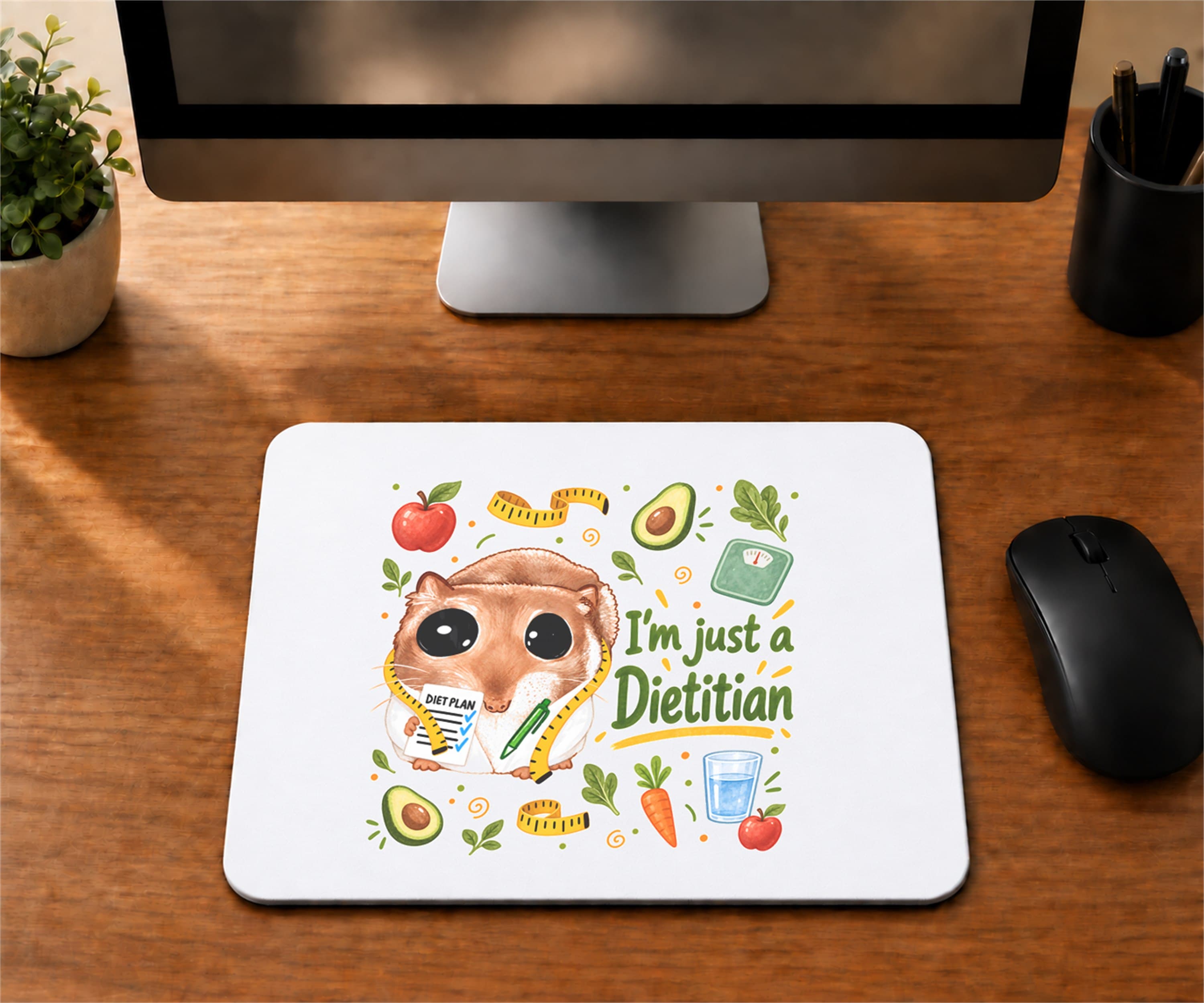 Sad Hamster Diyetisyen Baskılı Mousepad - Diyetisyene Hediye Bilgisayar Altlığı