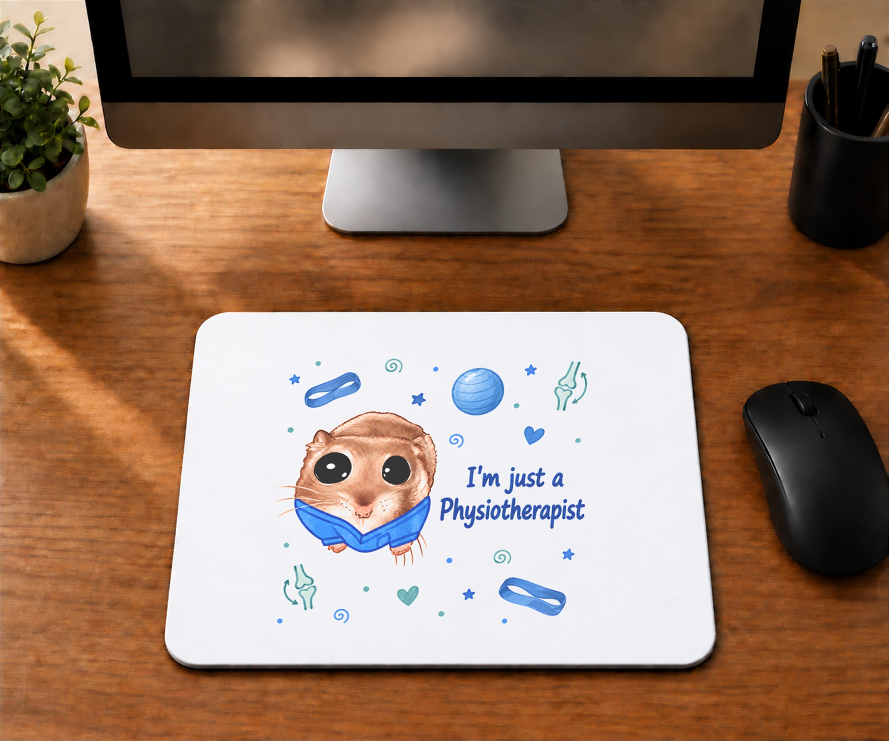 Sad Hamster Fizyoterapist Baskılı Mousepad - Fizyoterapiste Hediye Bilgisayar Altlığı