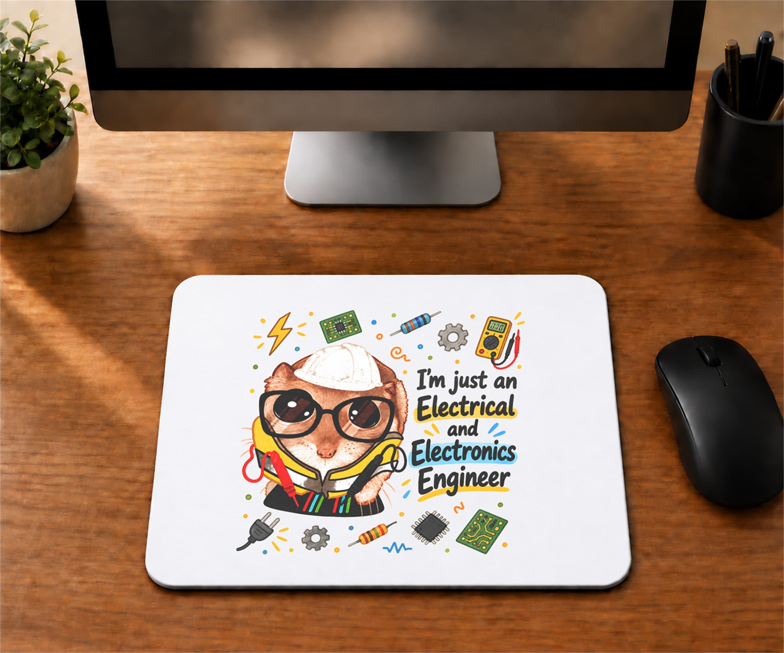 Sad Hamster Elektrik Elektronik Mühendisi Baskılı Mousepad - Elektrik Elektronik Mühendisine Hediye