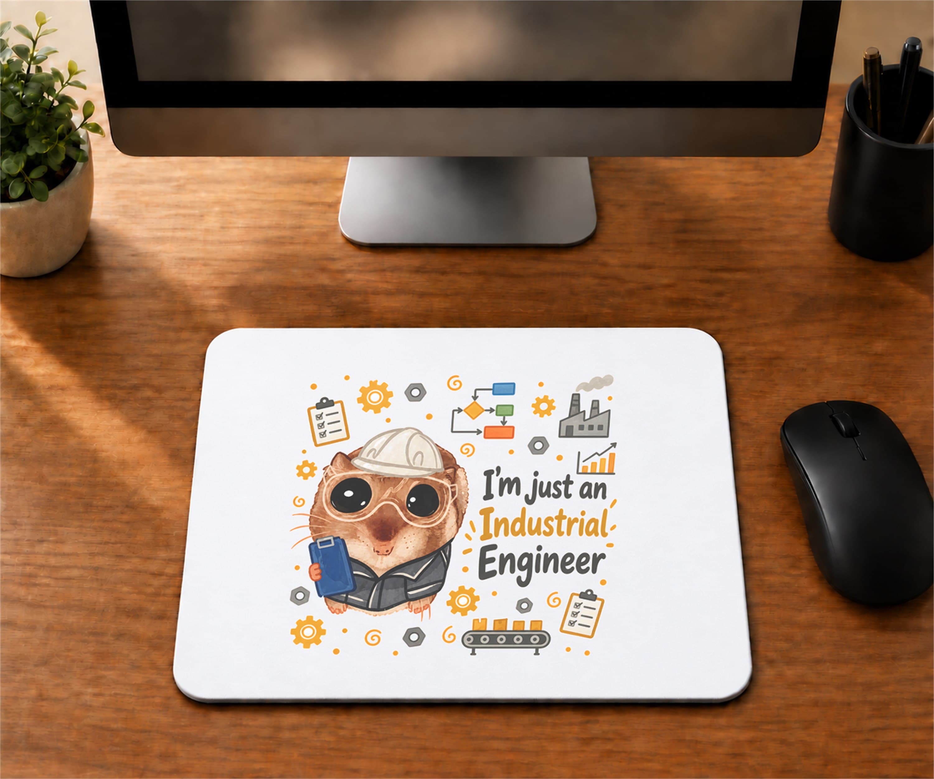 Sad Hamster Endüstri Mühendisi Baskılı Mousepad - Endüstri Mühendisine Hediye Bilgisayar Altlığı