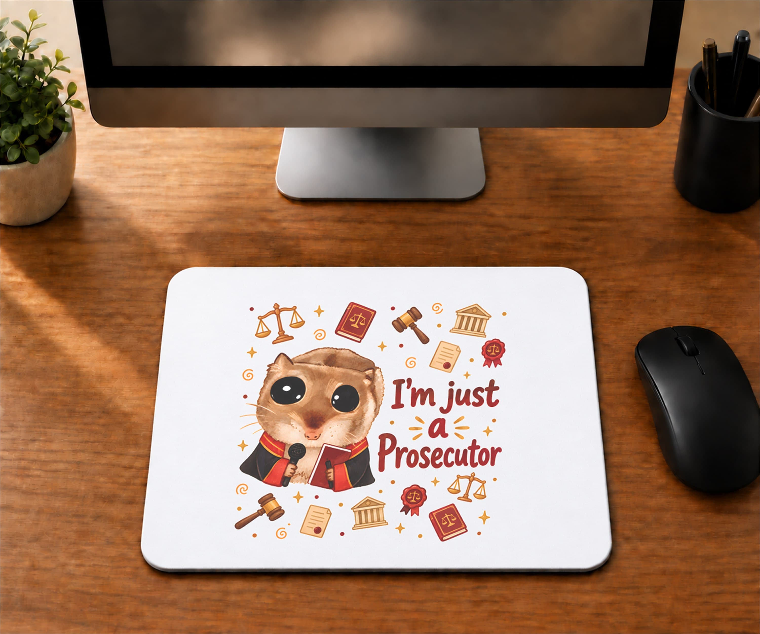 Sad Hamster Savcı Baskılı Mousepad - Savcıya Hediye Bilgisayar Altlığı