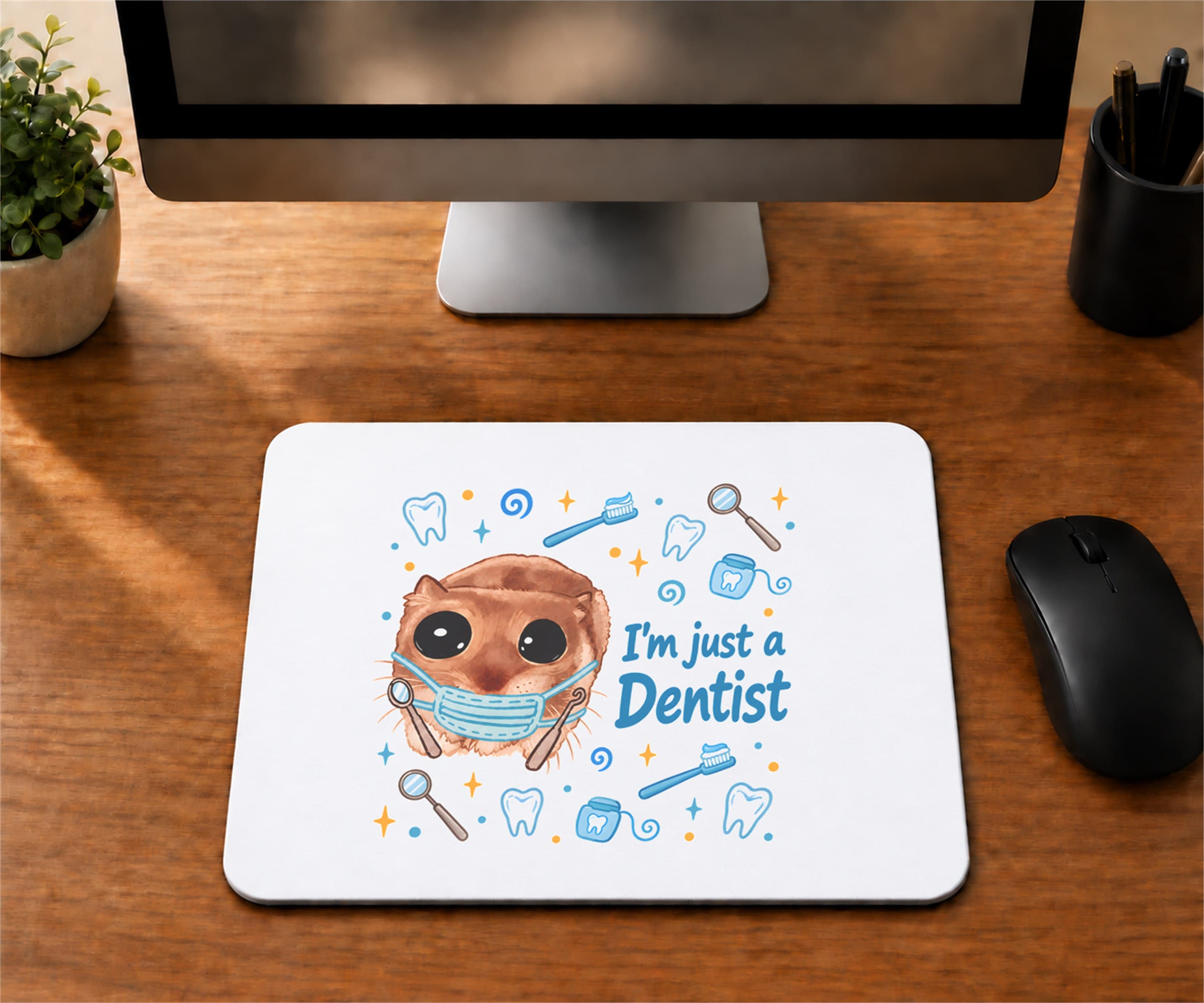 Sad Hamster Diş Hekimi Baskılı Mousepad - Diş Hekimine Hediye Bilgisayar Altlığı