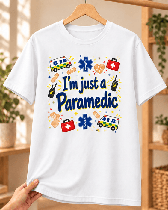 Paramedik Baskılı Beyaz Tişört - Paramediğe Hediye Unisex - L