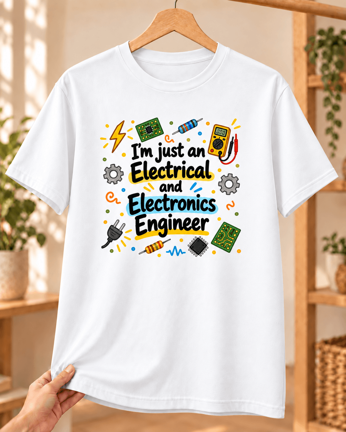Elektrik Elektronik Mühendisi Baskılı Beyaz Tişört - Elektrik Elektronik Mühendisine Hediye Unisex - M