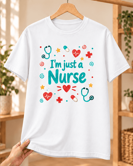 Hemşire Baskılı Beyaz Tişört - Hemşireye Hediye Unisex - M