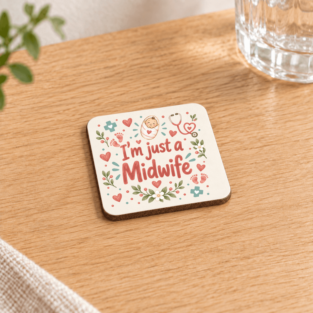 Ebe Baskılı 9x9 cm Kare MDF Bardak Altlığı - Ebeye Hediye Ahşap