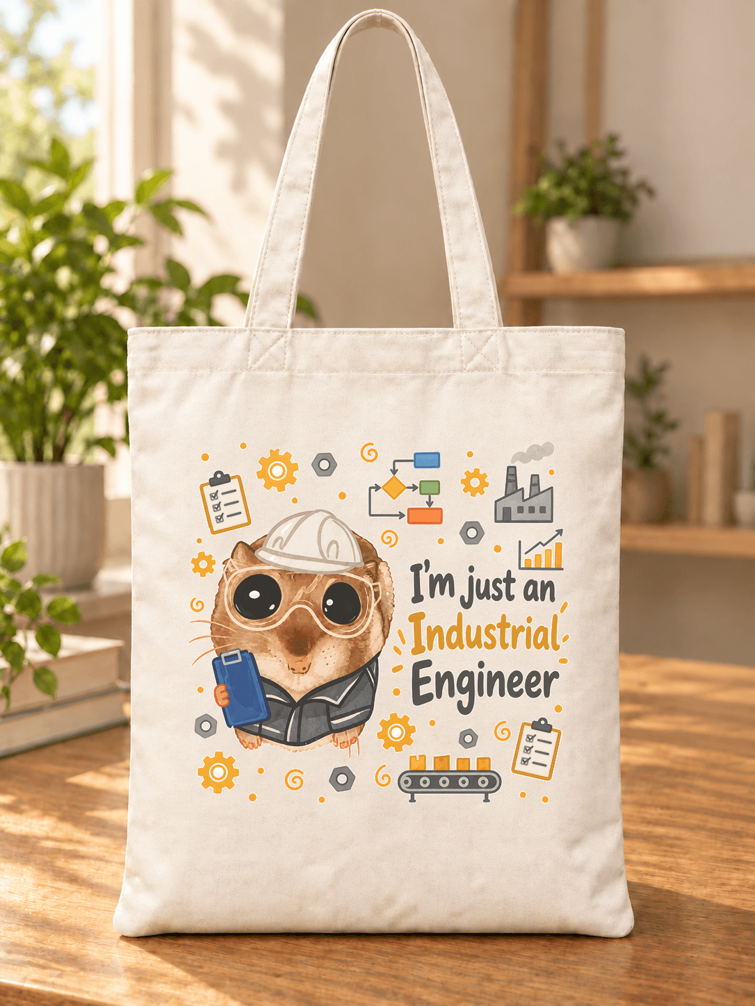 Sad Hamster Endüstri Mühendisi Baskılı Bez Çanta - Endüstri Mühendisine Hediye Omuz Çantası