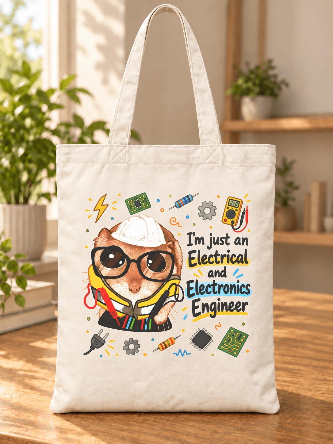 Sad Hamster Elektrik Elektronik Mühendisi Baskılı Bez Çanta - Elektrik Elektronik Mühendisine Hediye
