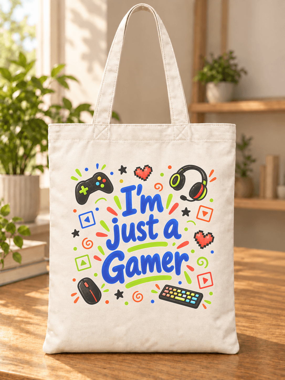 Gamer Baskılı Bez Çanta - Gamer'a Hediye Omuz Çantası