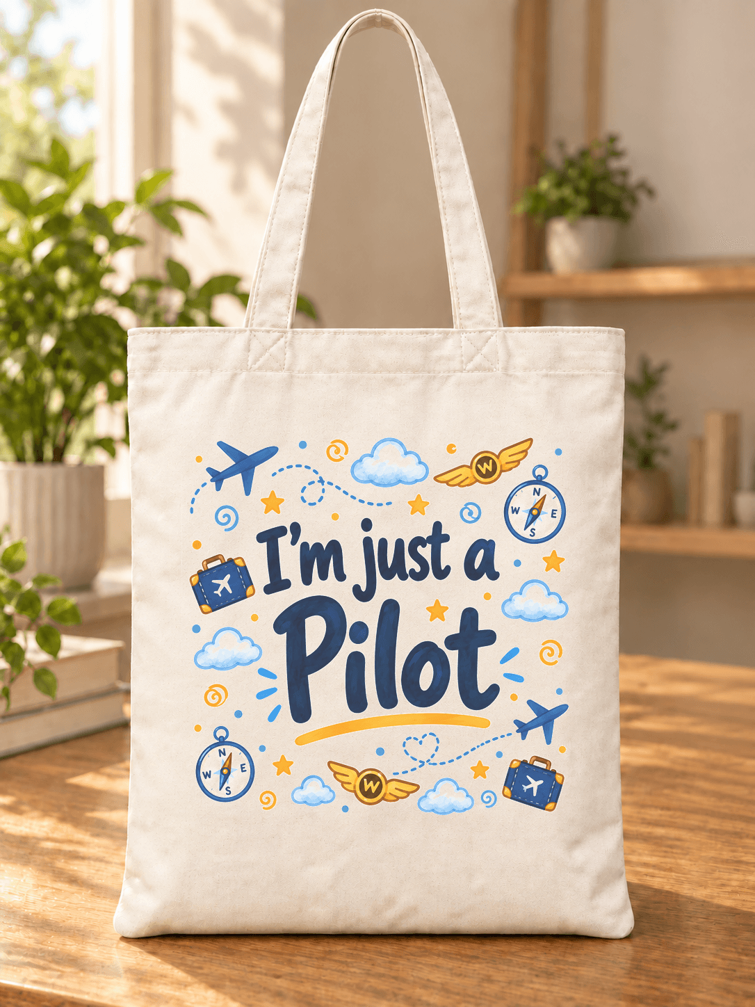 Pilot Baskılı Bez Çanta - Pilota Hediye Omuz Çantası