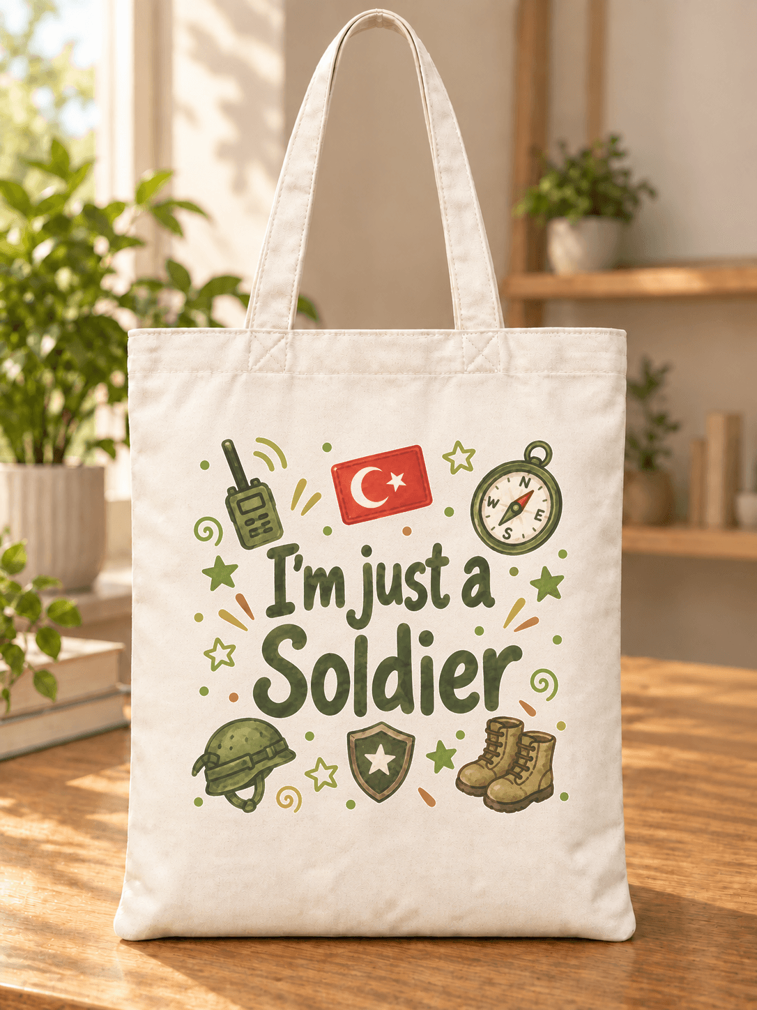 Asker Baskılı Bez Çanta - Askere Hediye Omuz Çantası