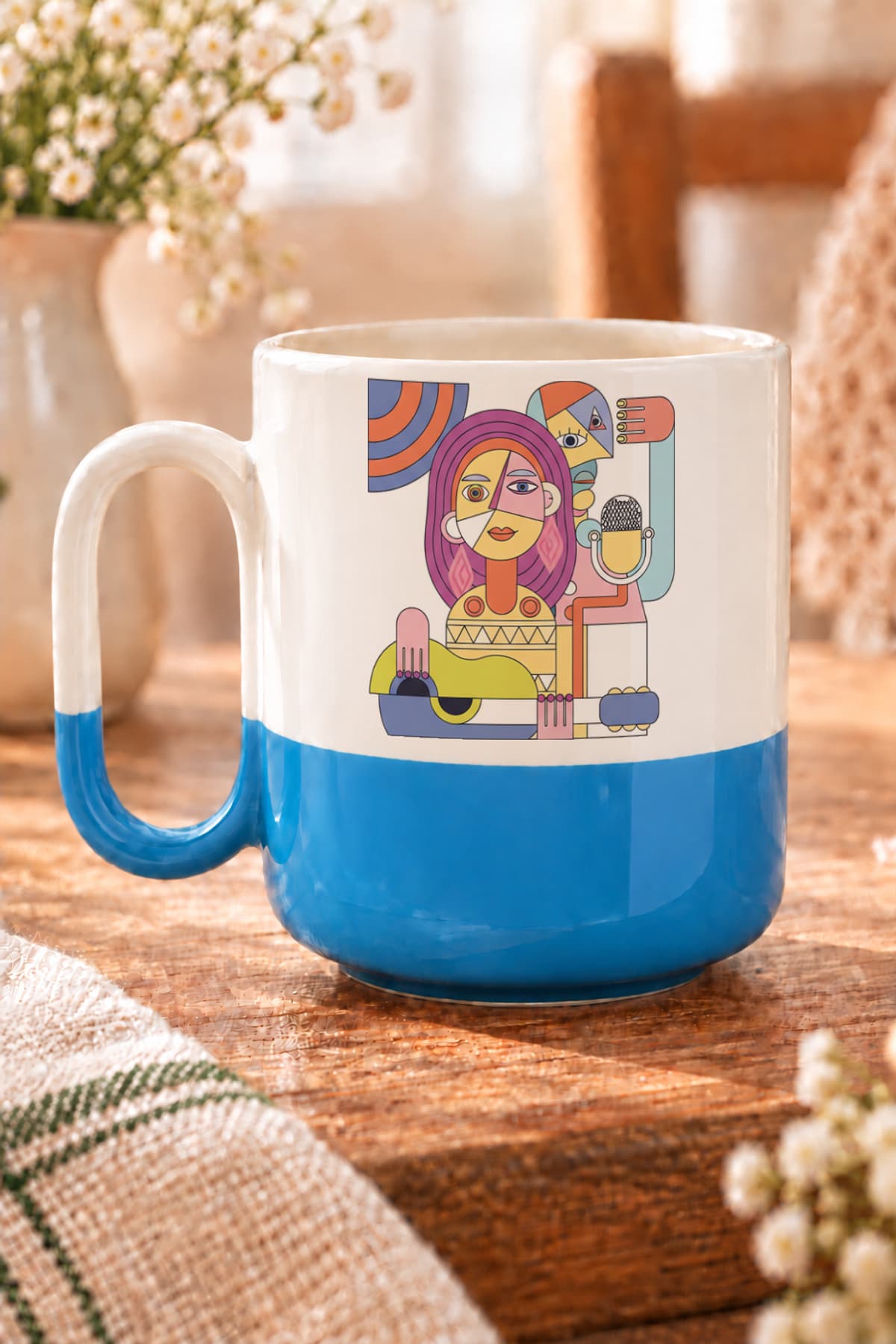 Şarkıcılar Baskılı Alt Yarısı Renkli Arya Kupa Bardak Fincan Mug