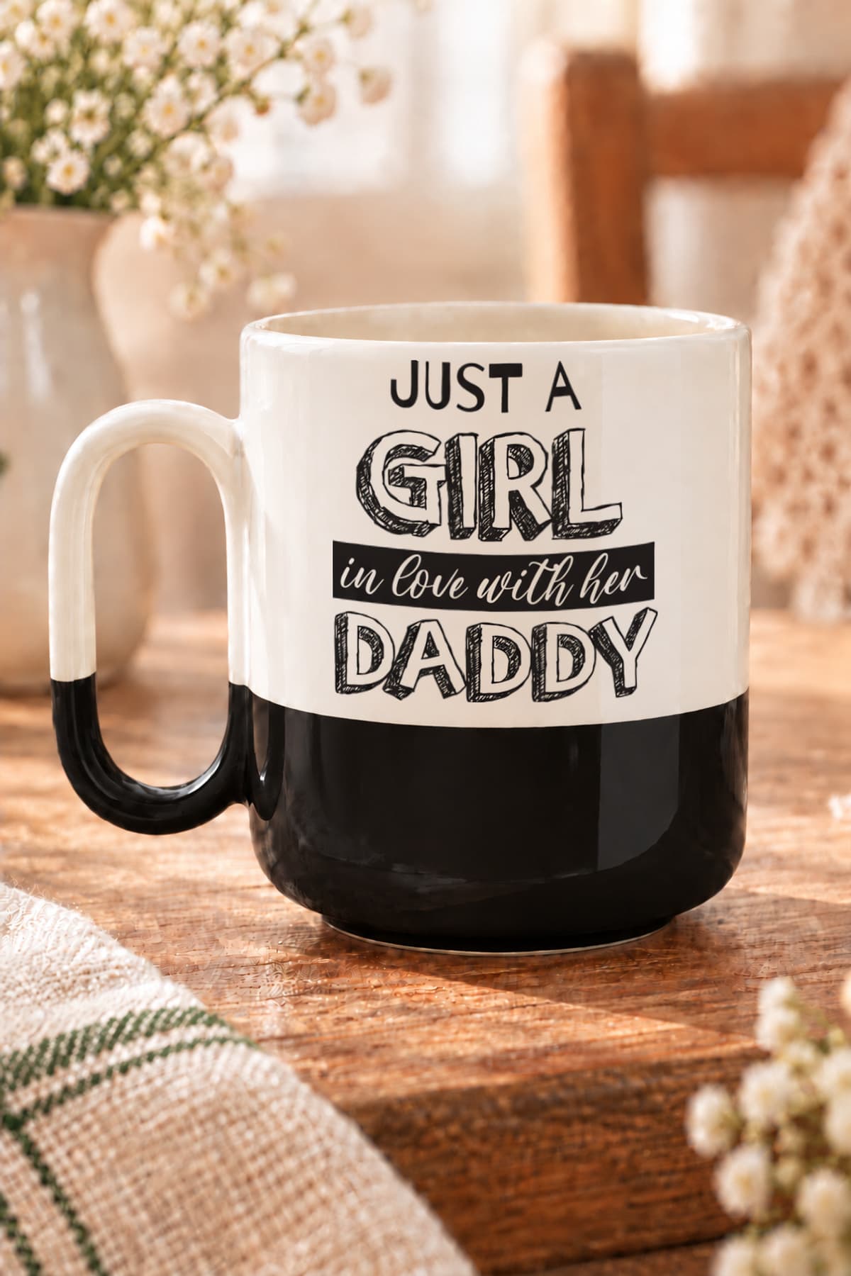 Gril S Daddy Baskılı Siyah Alt Yarısı Renkli Arya Kupa Bardak Fincan Mug