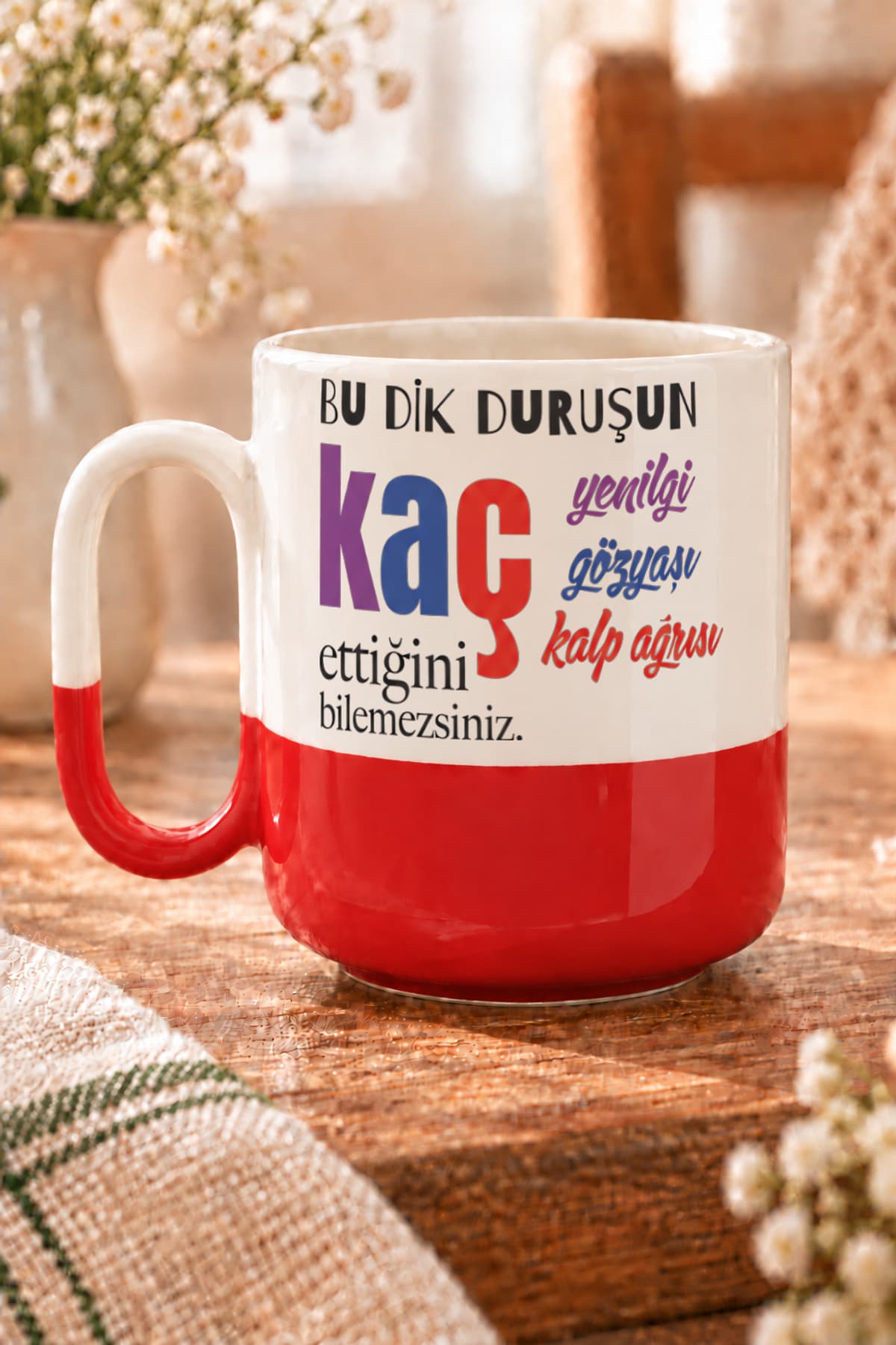 Bu Dik Duruşun Baskılı Alt Yarısı Renkli Arya Kupa Bardak Fincan Mug