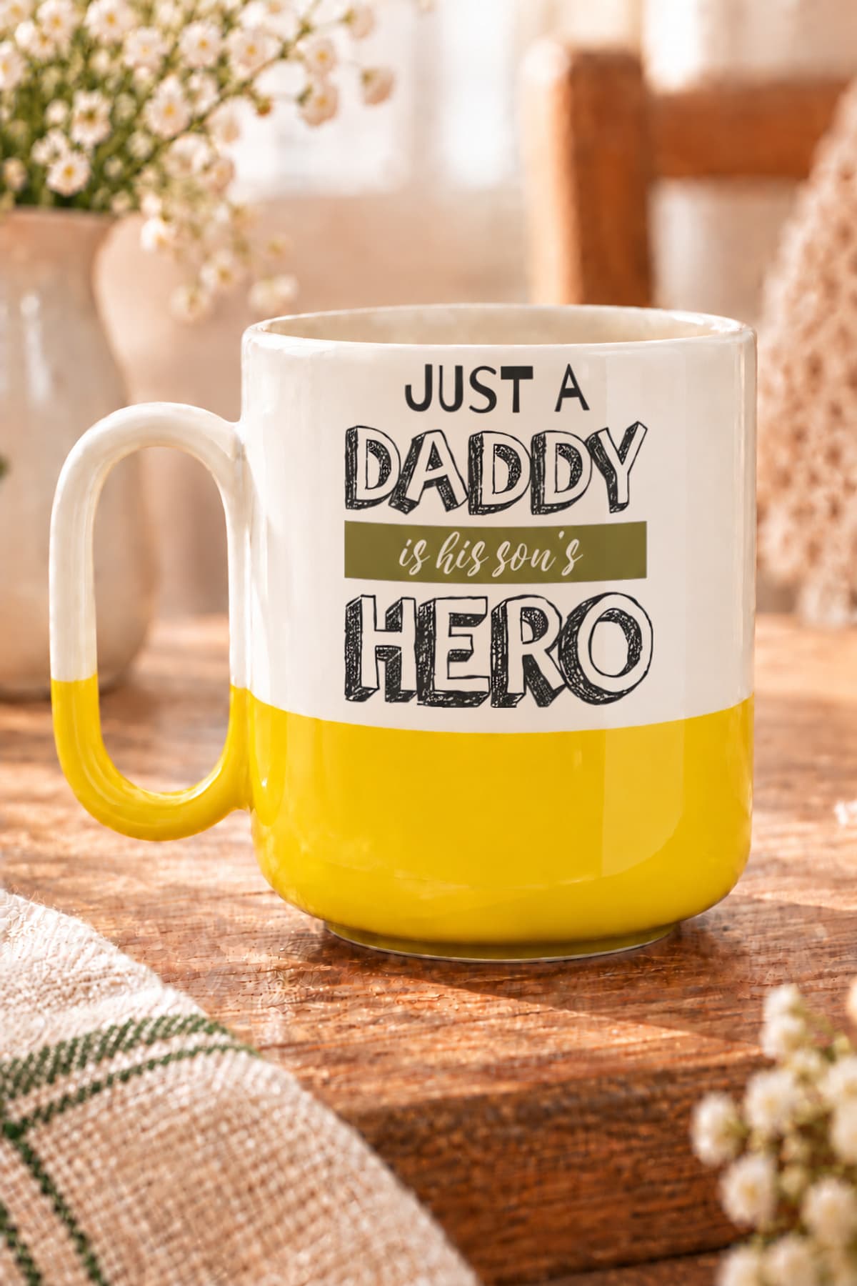 Son S Daddy Baskılı Alt Yarısı Renkli Arya Kupa Bardak Fincan Mug