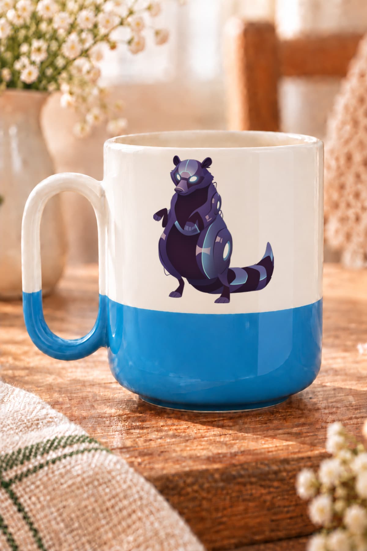 Mor Sincaptasarım Baskılı Alt Yarısı Renkli Arya Kupa Bardak Fincan Mug