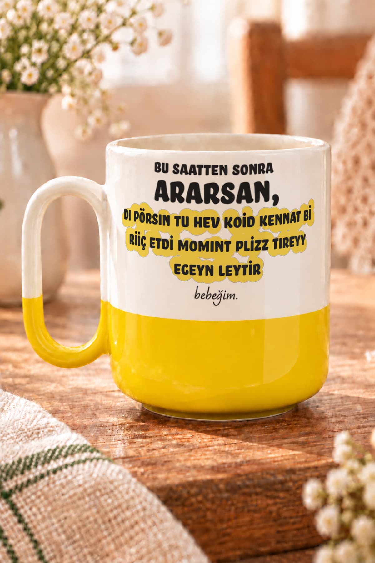 Bu Saatten Sonra Ararsan Baskılı Alt Yarısı Renkli Arya Kupa Bardak Fincan Mug