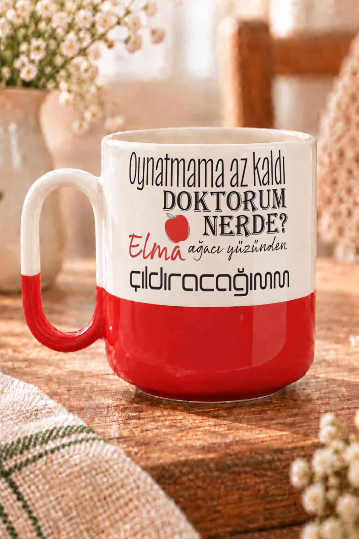 Oynatmama Az Kaldı Doktorum Nerede Baskılı Alt Yarısı Renkli Arya Kupa - Doktora Hediye Bardak