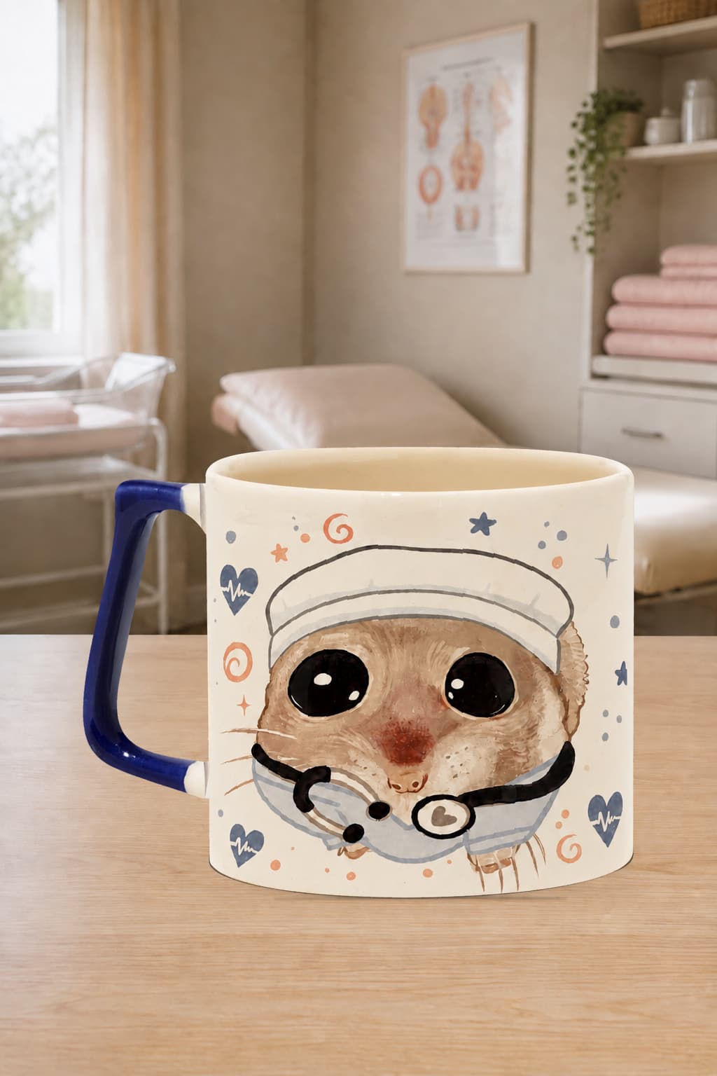 Sad Üzgün Hamster Ebe Baskılı Kulplu Prime Kupa - Ebeye Hediye Bardak Fincan Mug