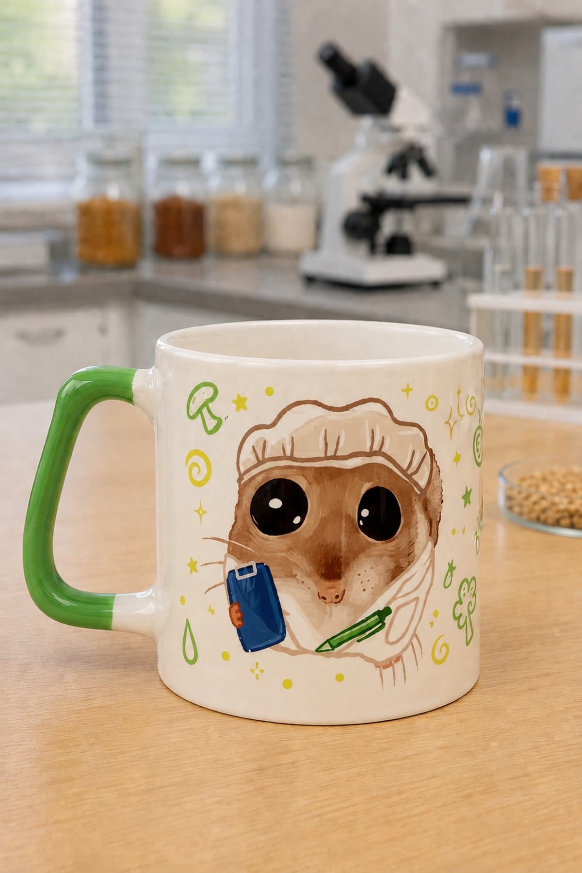 Sad Üzgün Hamster Gıda Mühendisi Baskılı Kulplu Prime Kupa - Gıda Mühendisine Hediye Bardak Fincan