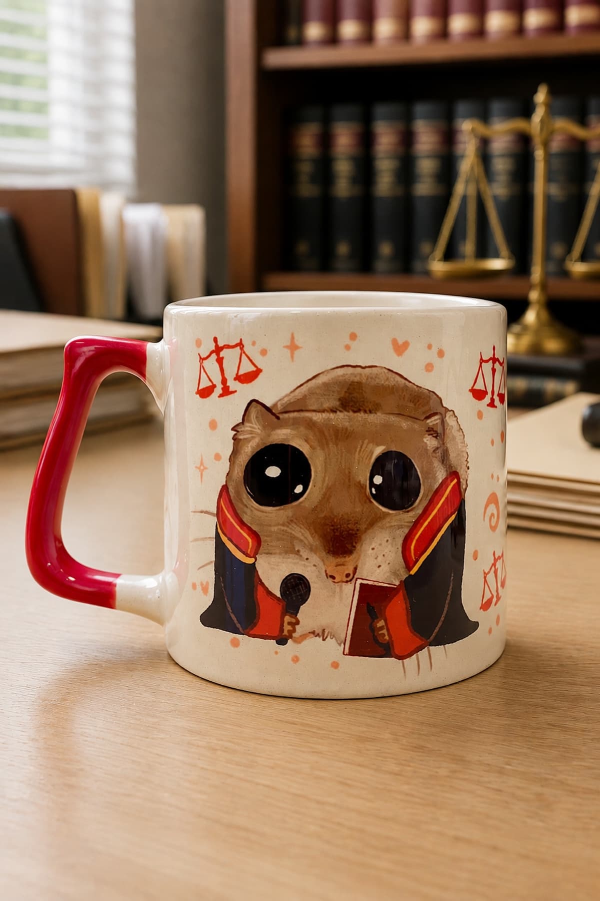Sad Üzgün Hamster Savcı Baskılı Kulplu Prime Kupa - Savcıya Hediye Bardak Fincan Mug