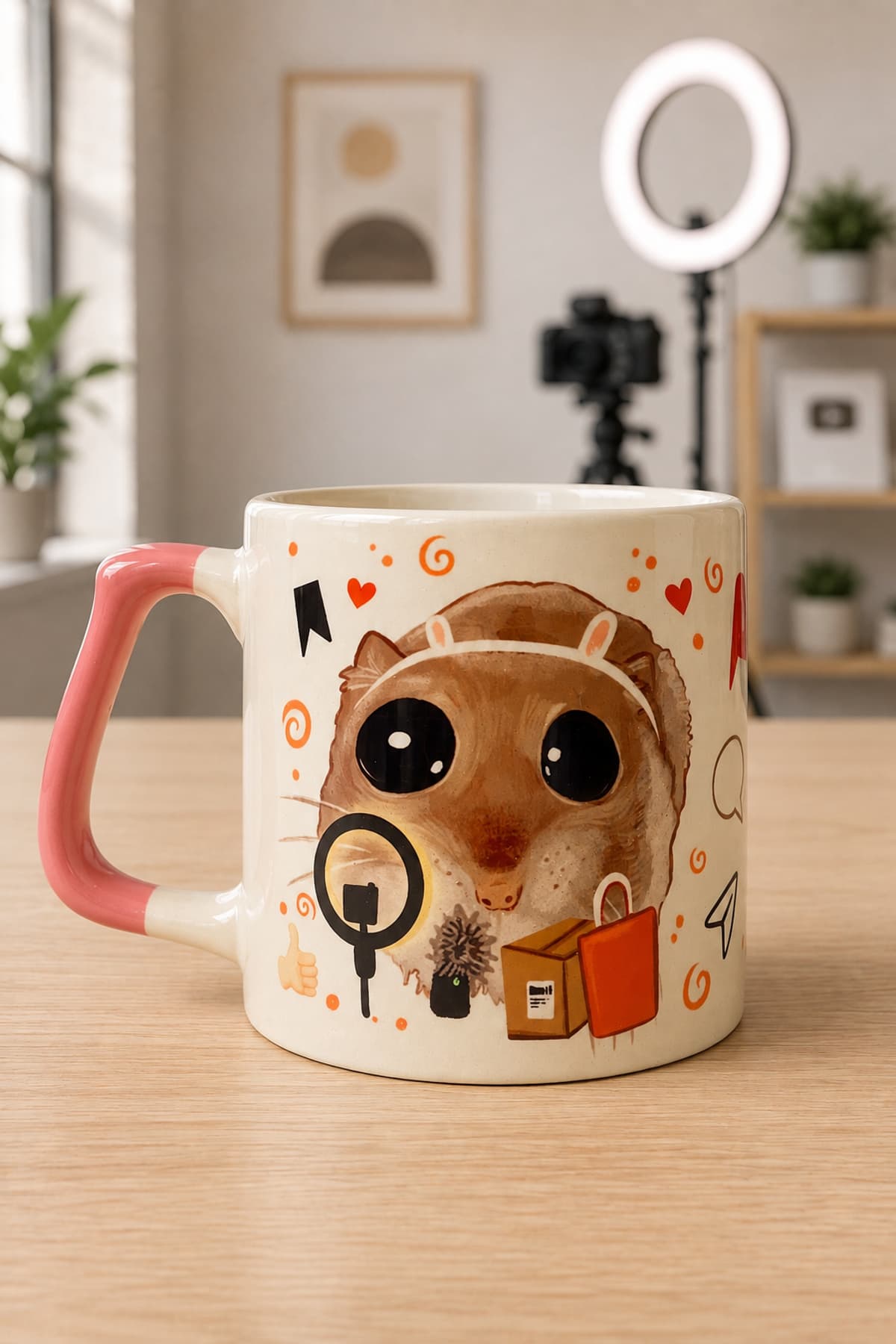 Sad Üzgün Hamster Influencer Baskılı Kulplu Prime Kupa Bardak Fincan Mug