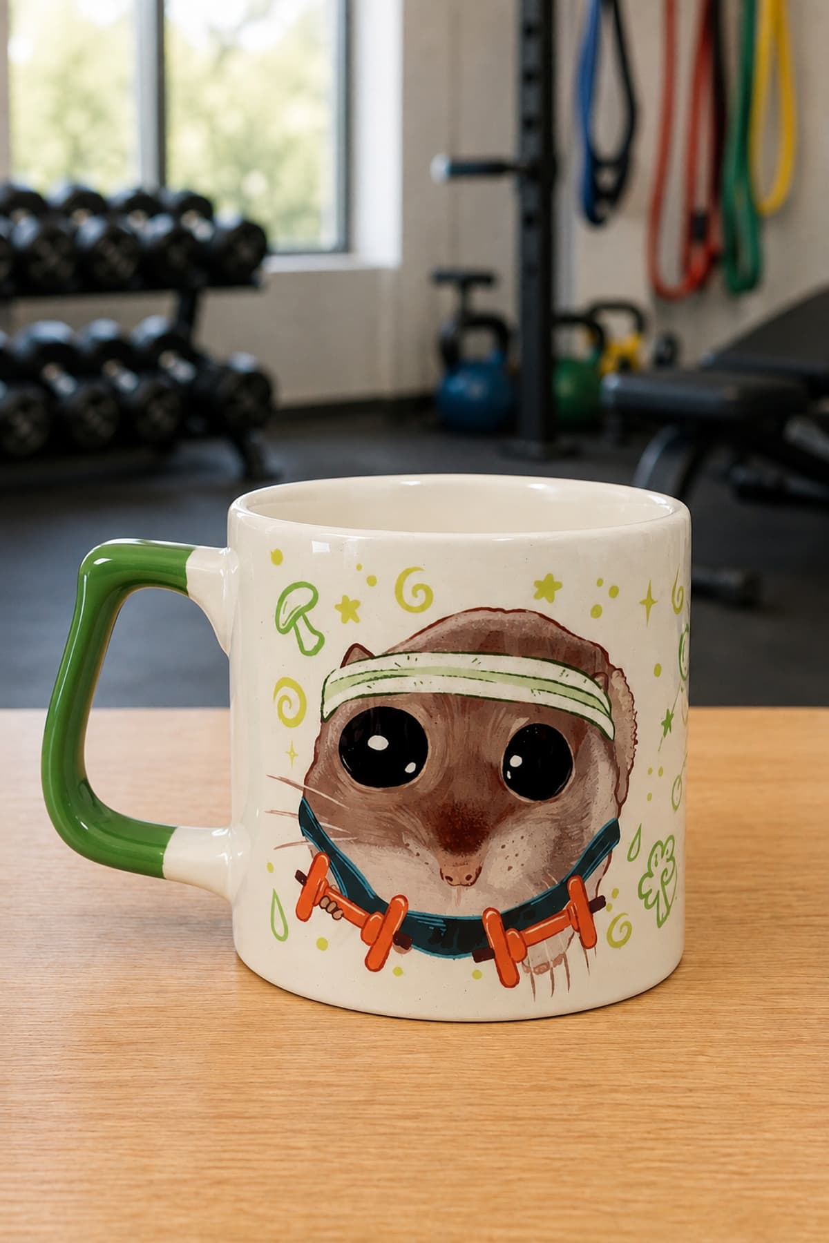 Sad Üzgün Hamster Sporcu Baskılı Kulplu Prime Kupa - Sporcuya Hediye Bardak Fincan Mug