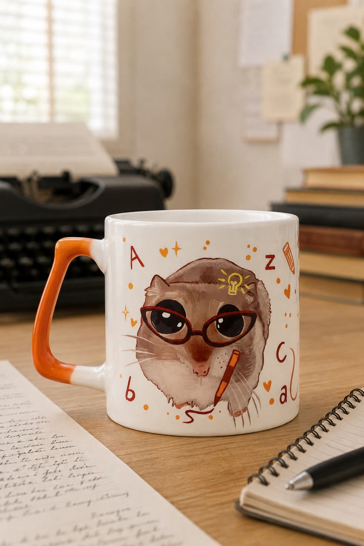 Sad Üzgün Hamster Yazar Baskılı Kulplu Prime Kupa - Yazara Hediye Bardak Fincan Mug