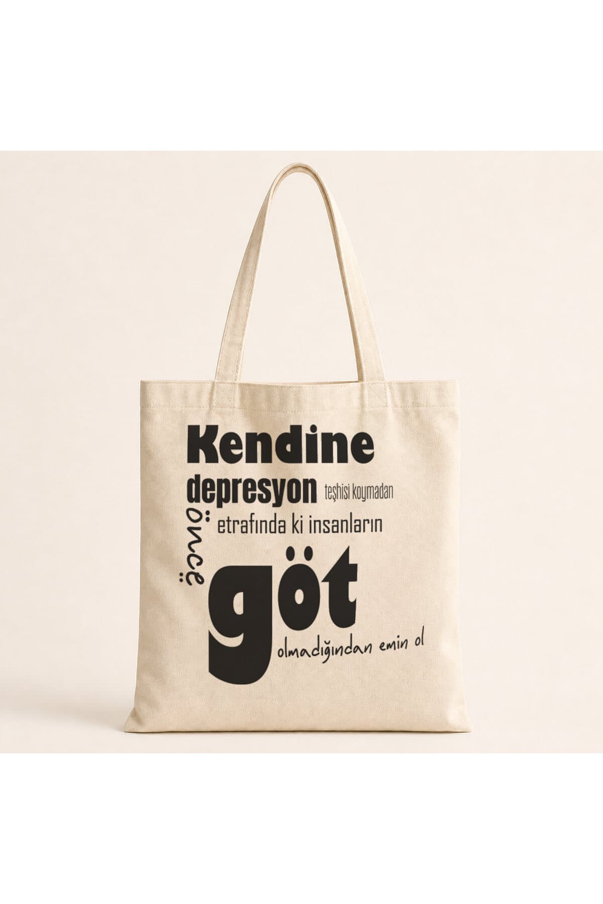 Kendine Teşhisi Koymadan Önce Baskılı Bez Çanta Omuz Çantası
