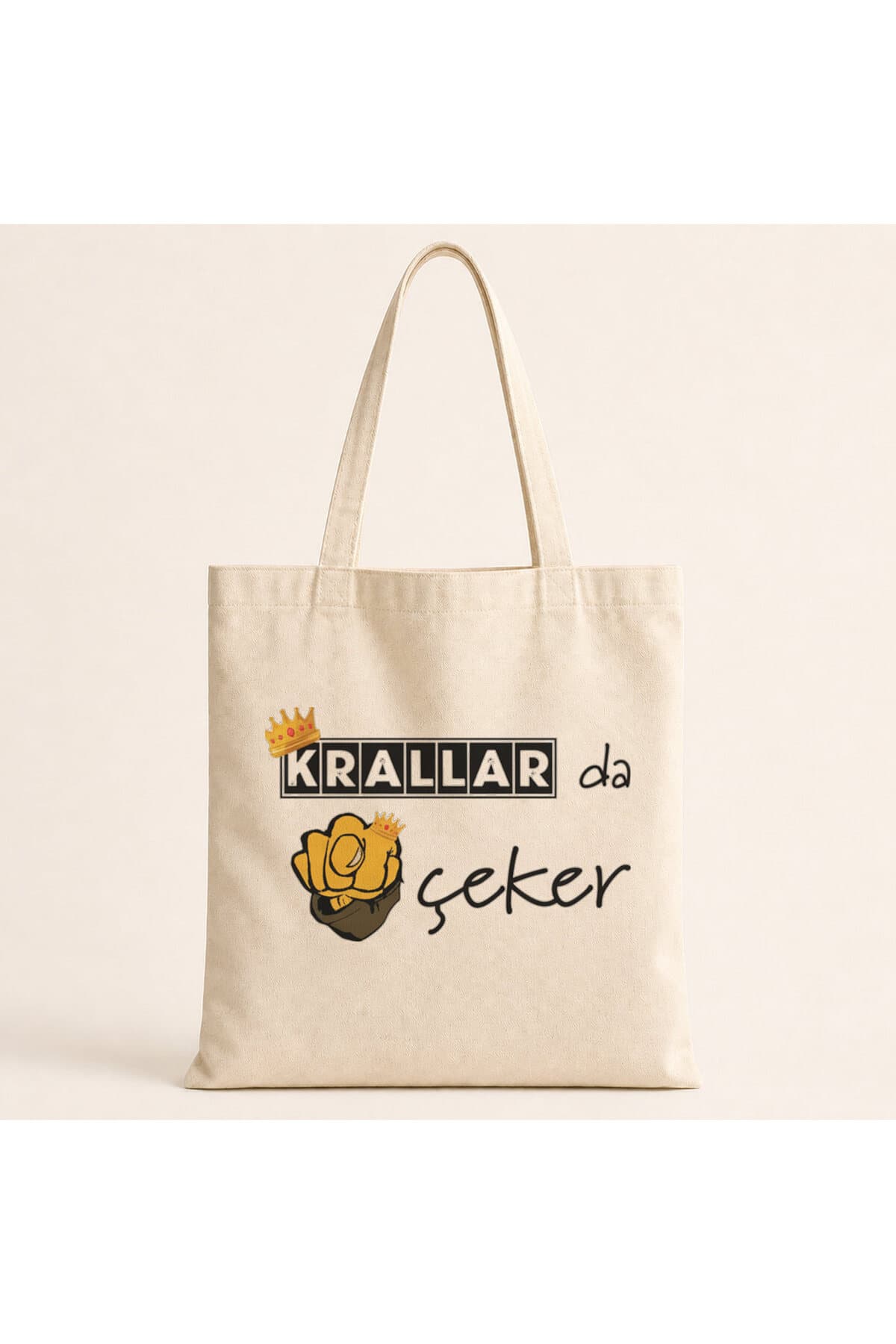 Krallar Da Nah Çeker Baskılı Bez Çanta Omuz Çantası