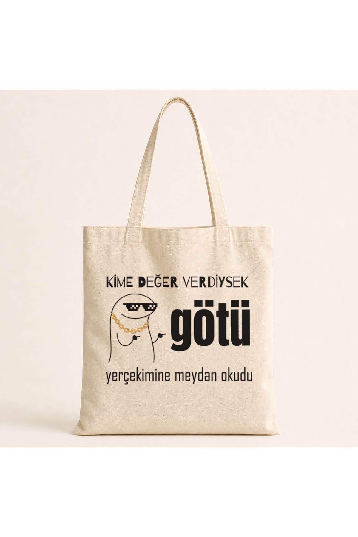 Kime Değer Verdiysek G*tü Yerçekimine Meydan Okudu Baskılı Bez Çanta - Komik Hediye Omuz Çantası