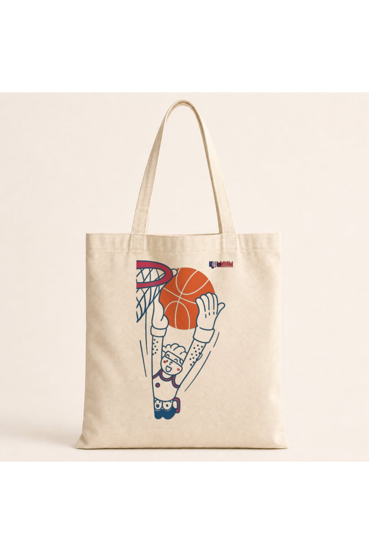 Basket Smaç Baskılı Bez Çanta Omuz Çantası