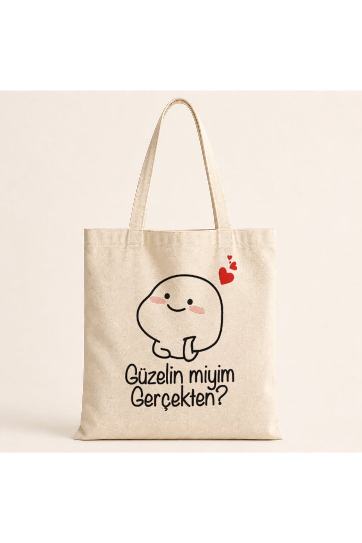 Güzelin Miyim Gerçekten Baskılı Bez Çanta Omuz Çantası