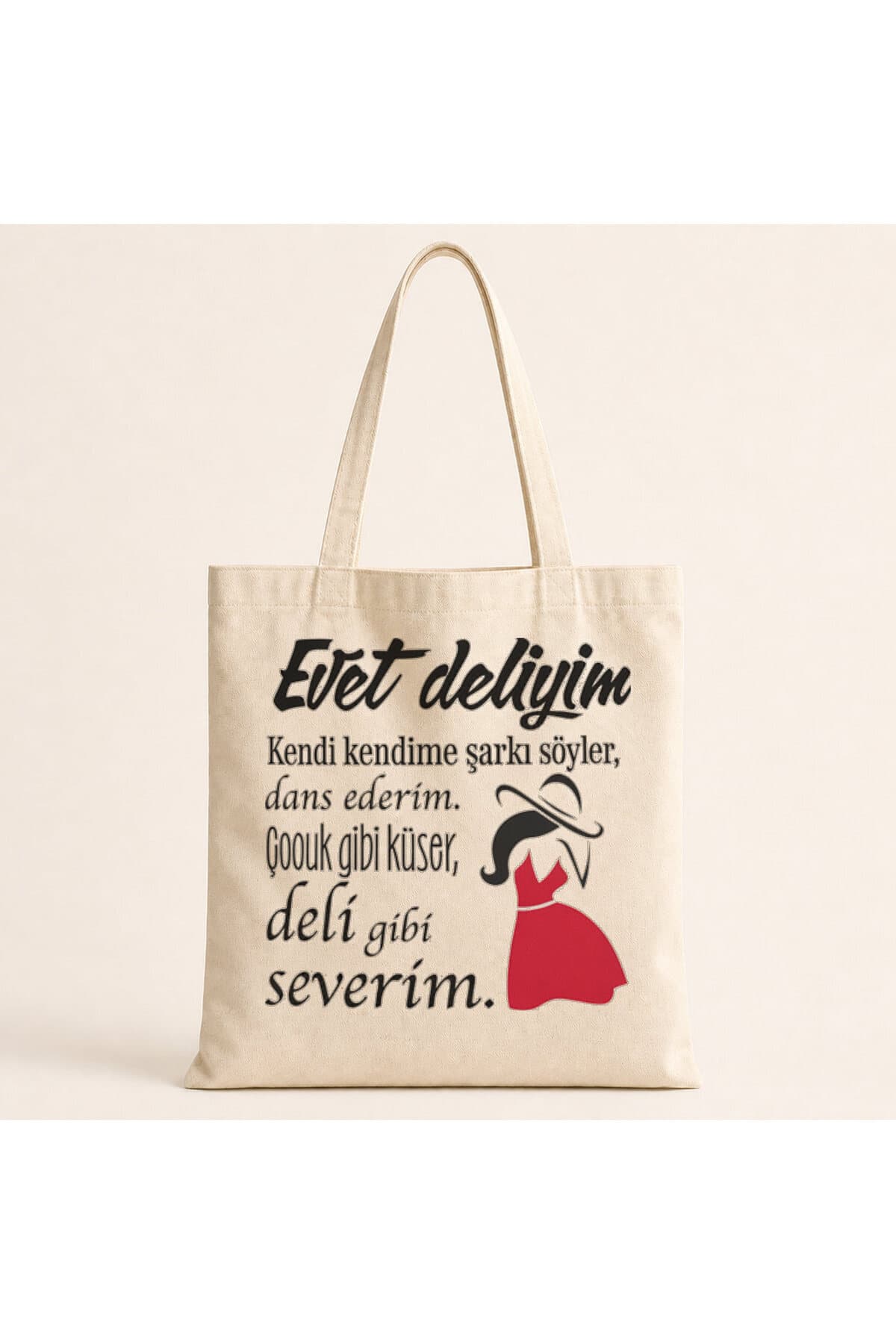 Evet Deliyim Baskılı Bez Çanta Omuz Çantası