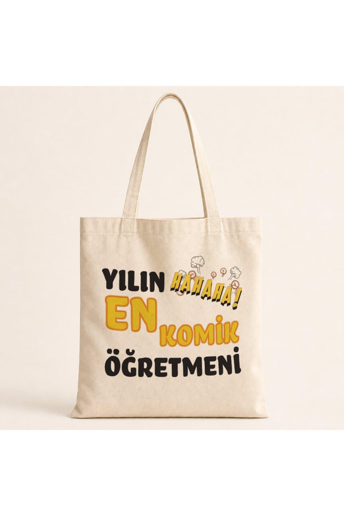 Yılın En Komik Öğretmeni Baskılı Bez Çanta - Öğretmene Hediye Omuz Çantası