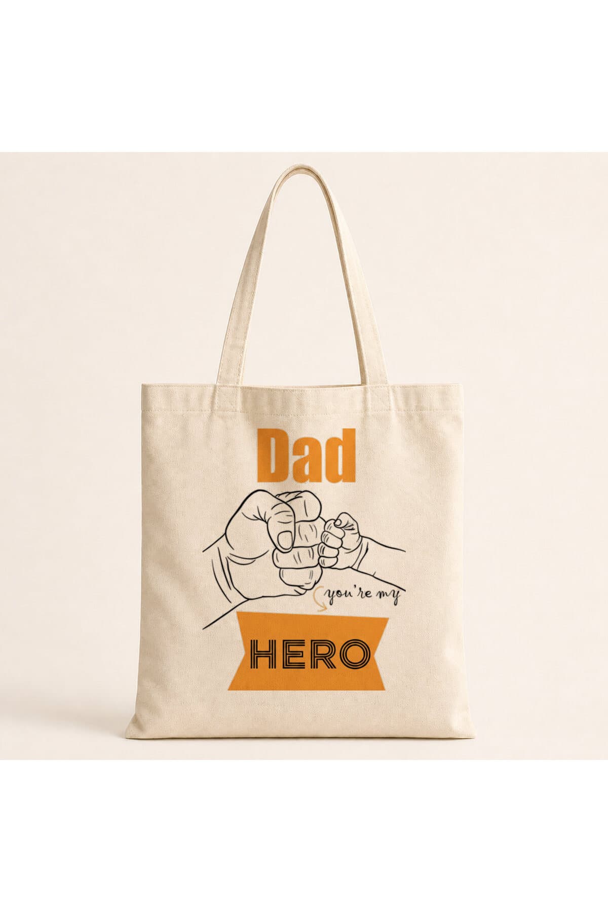 Dad Hero Baskılı Bez Çanta Omuz Çantası