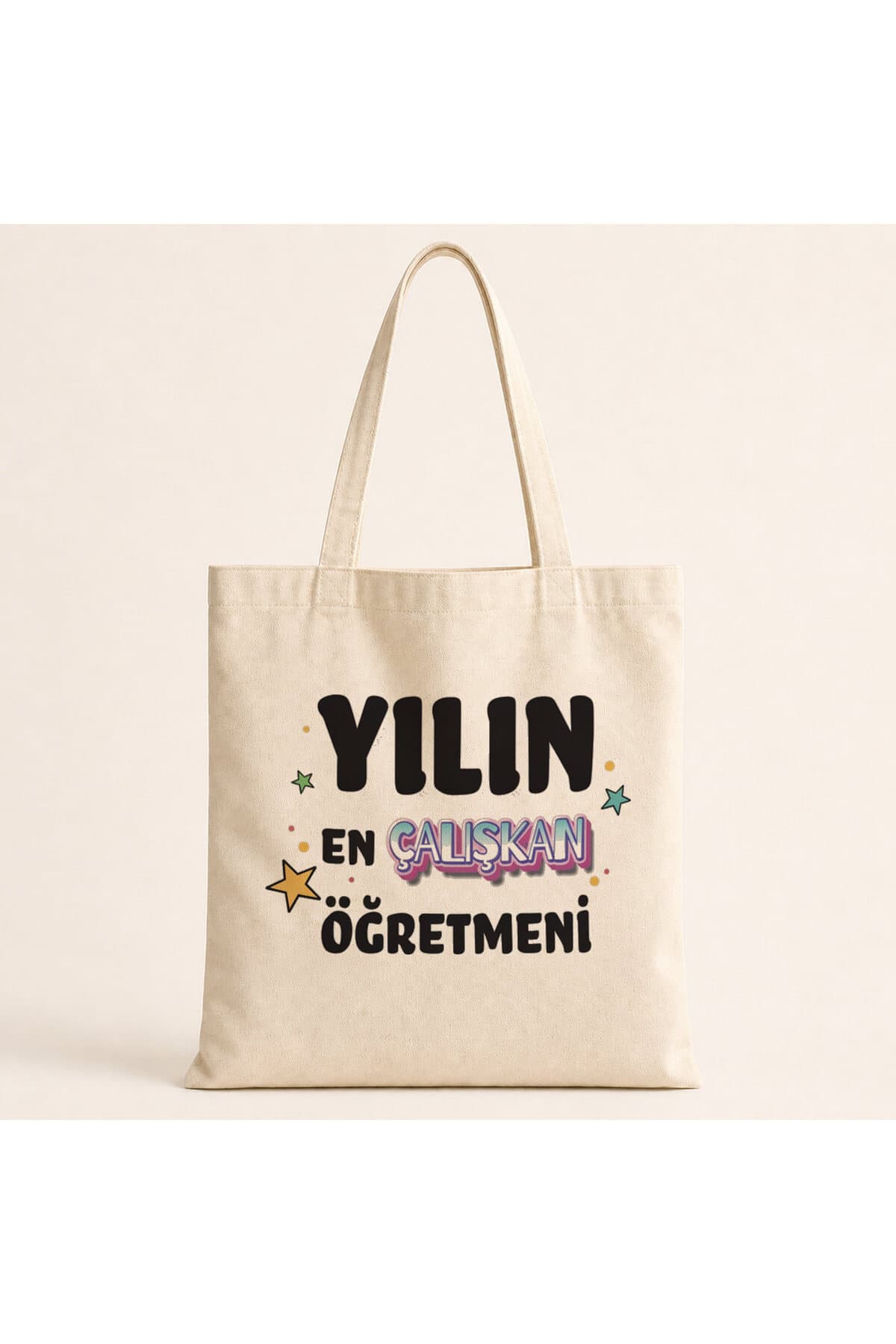 Yılın En Çalışkan Öğretmeni Baskılı Bez Çanta - Öğretmene Hediye Omuz Çantası