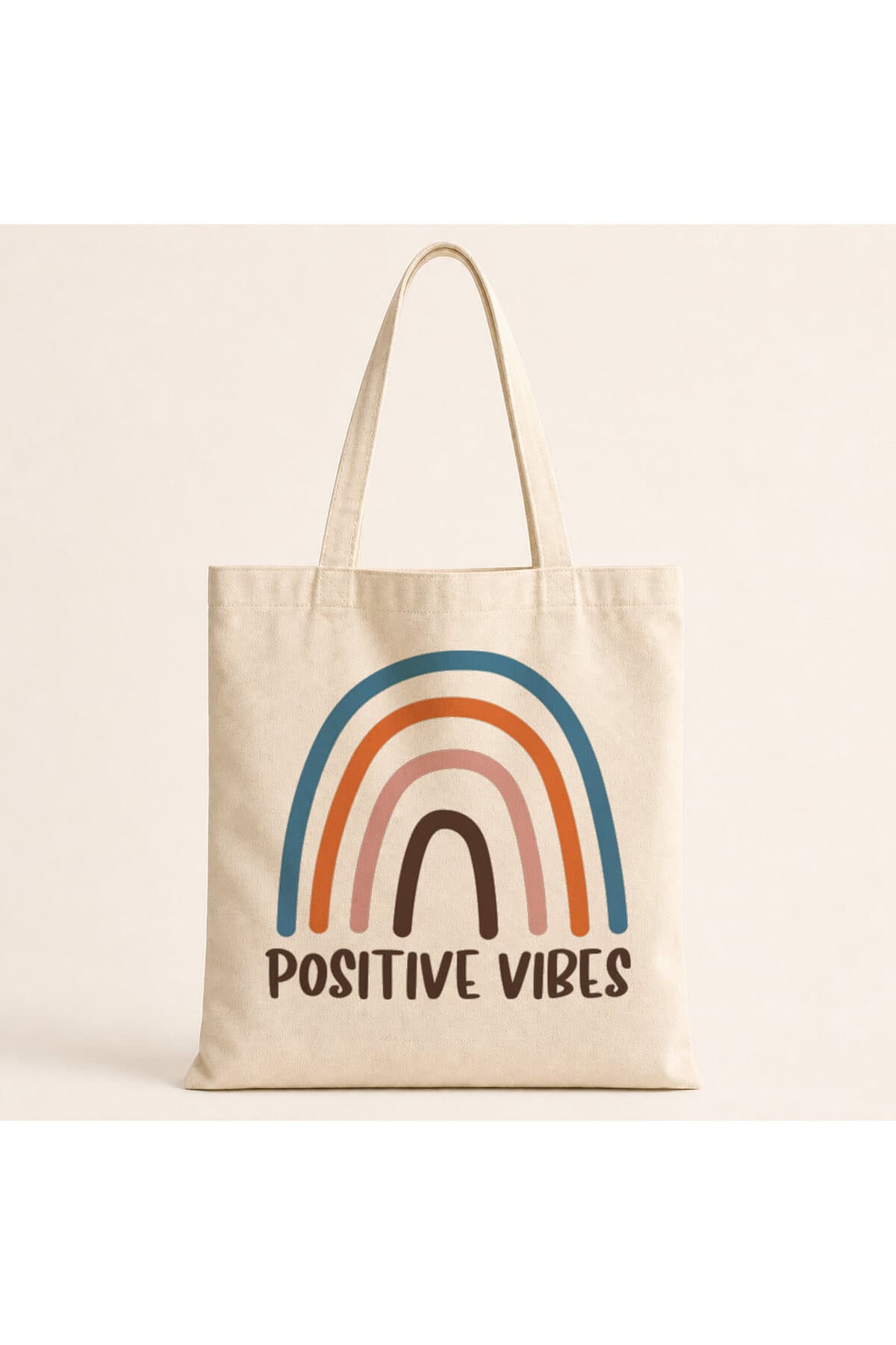 Positive Vibes Baskılı Bez Çanta Omuz Çantası