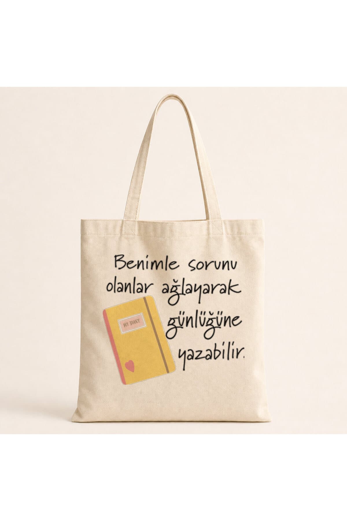 Benimle Sorunu Olanlar Ağlayarak Baskılı Bez Çanta Omuz Çantası
