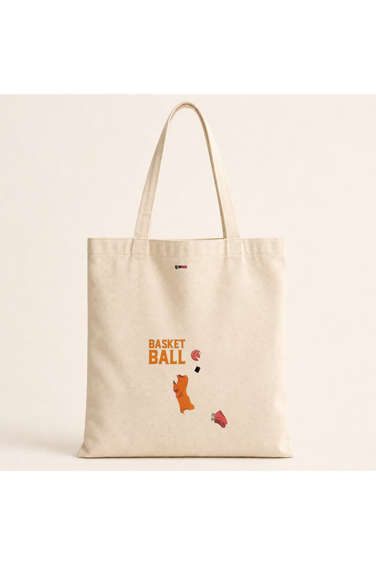 Basket Baskılı Bez Çanta Omuz Çantası
