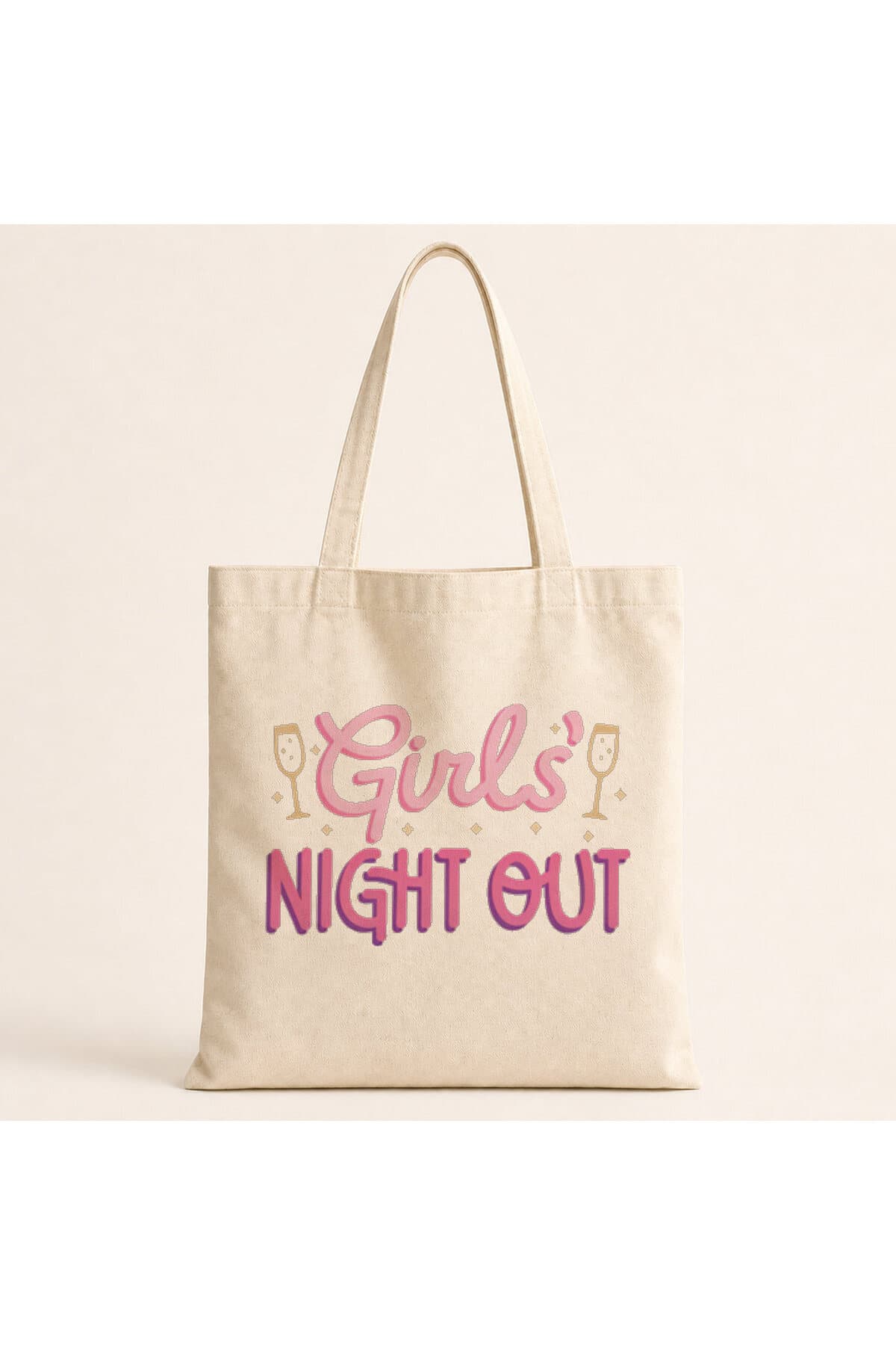 Girl S Night Out Yazı Baskılı Bez Çanta Omuz Çantası