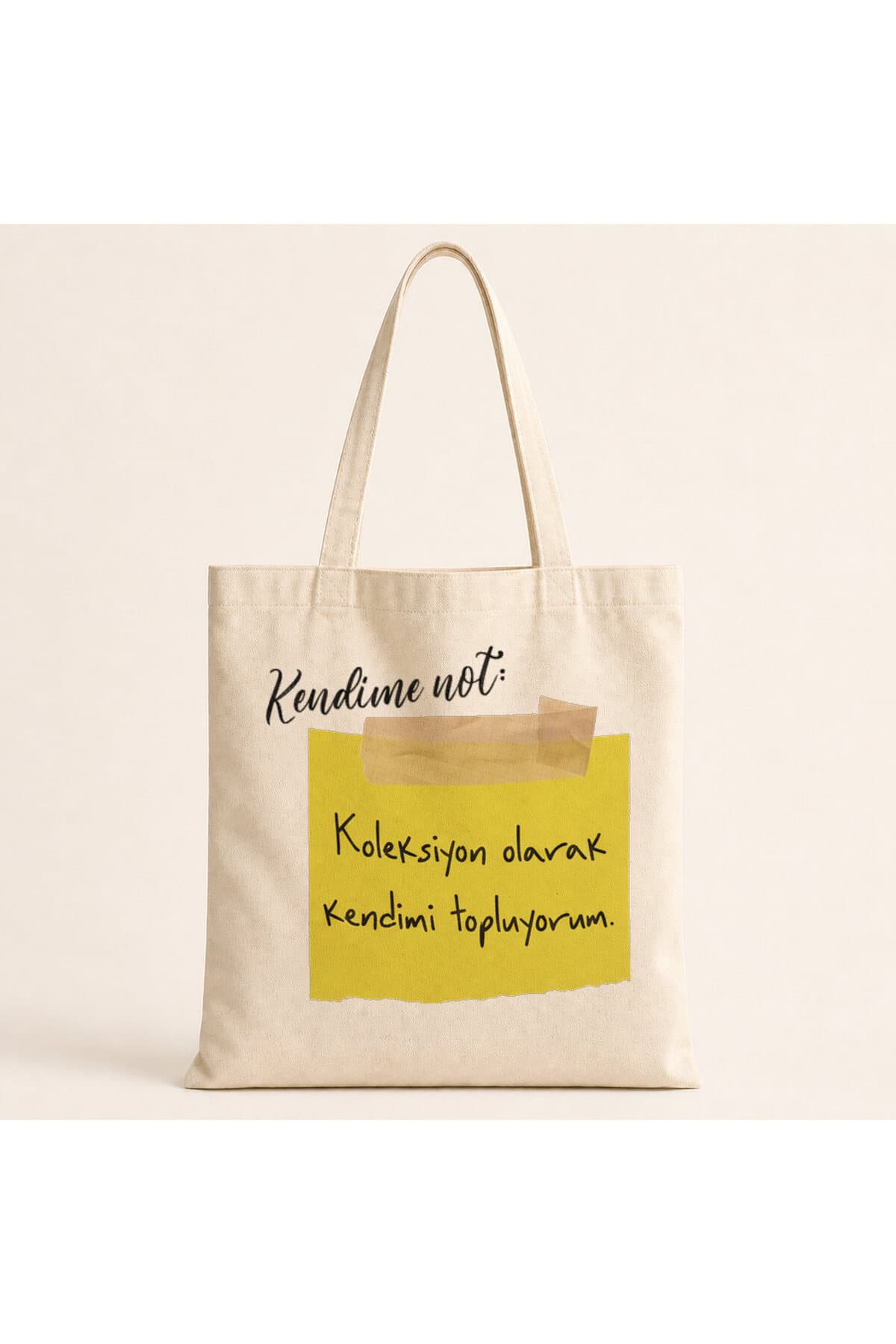 Kendime Not Kendimi Topluyorum Baskılı Bez Çanta Omuz Çantası