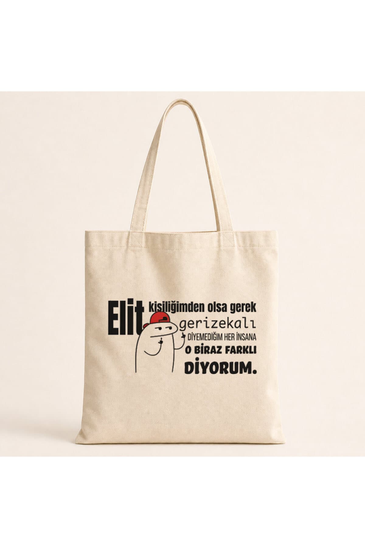 Elit Kişiliğimden Olsa Gerek Baskılı Bez Çanta Omuz Çantası