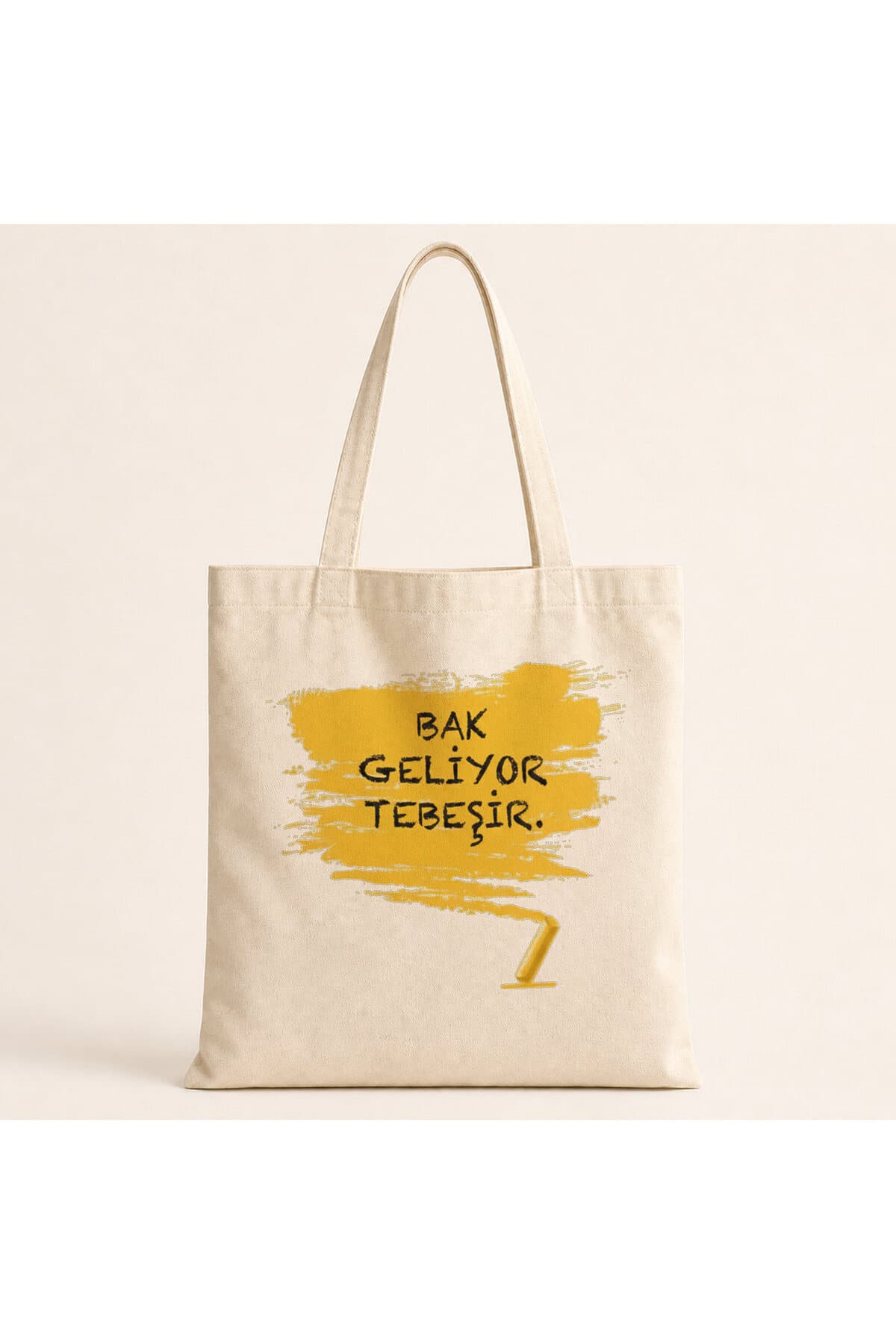 Bak Geliyor Tebeşir Baskılı Bez Çanta Omuz Çantası