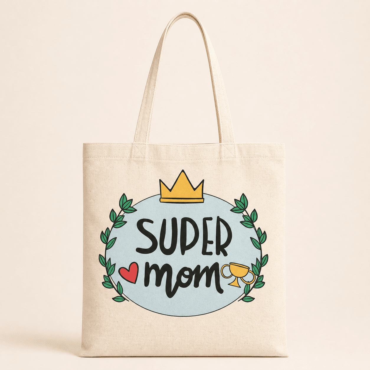Super Mom Yazı Baskılı Bez Çanta - Anneye Hediye Omuz Çantası