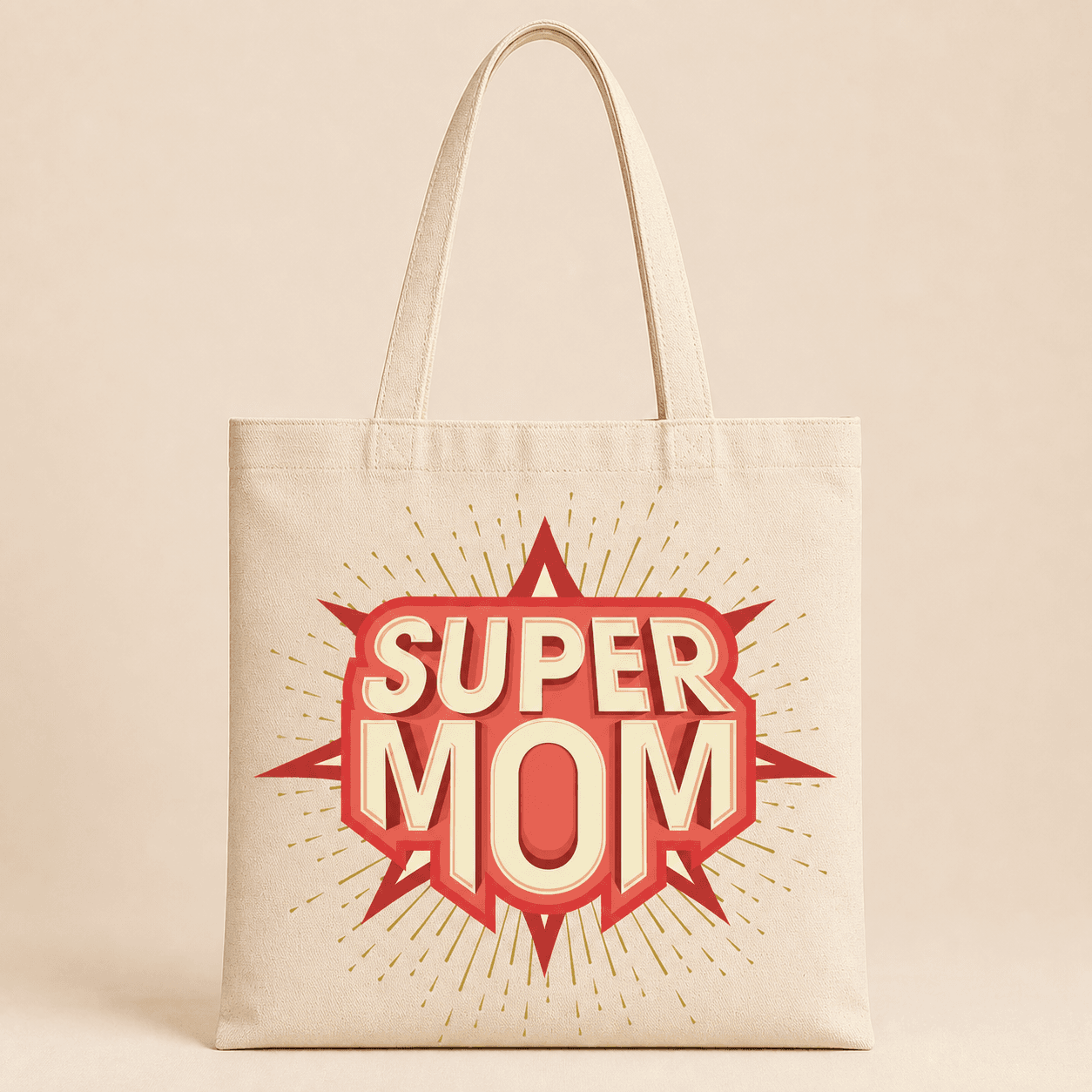Süper Mom Baskılı Bez Çanta - Anneye Hediye Omuz Çantası