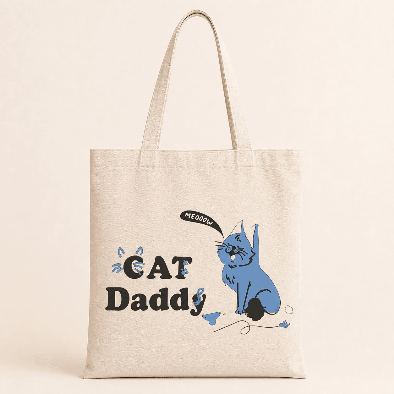 Cat Daddy Baskılı Bez Çanta Omuz Çantası