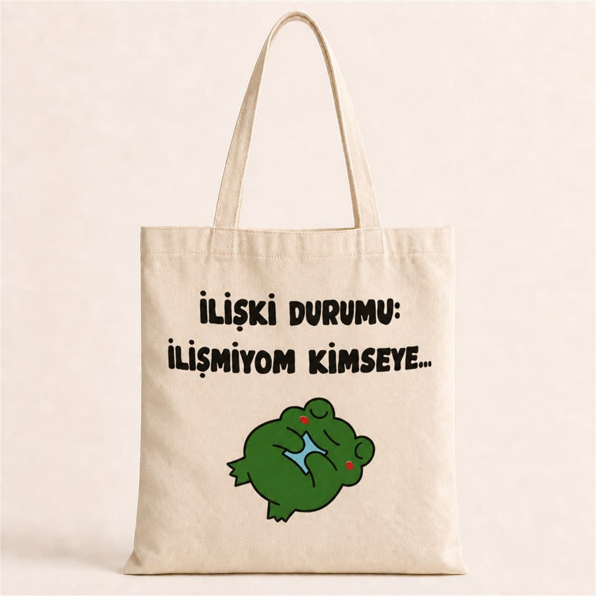 İlişmiyom Kimseye Baskılı Bez Çanta Omuz Çantası