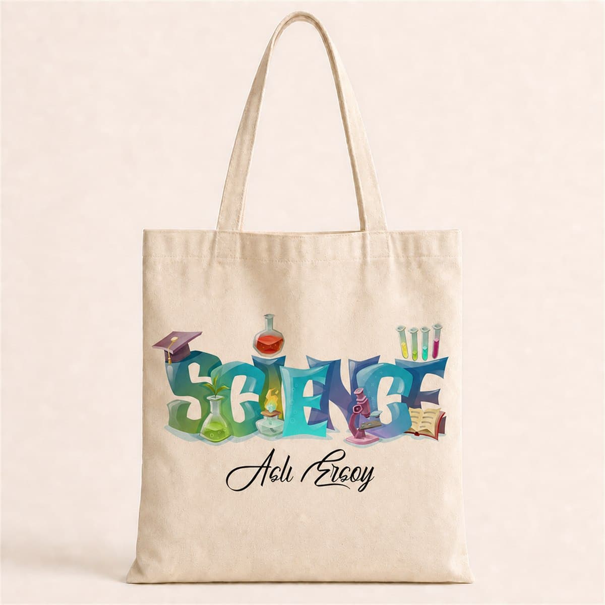 Kişiye Özel Science Baskılı Bez Çanta Omuz Çantası